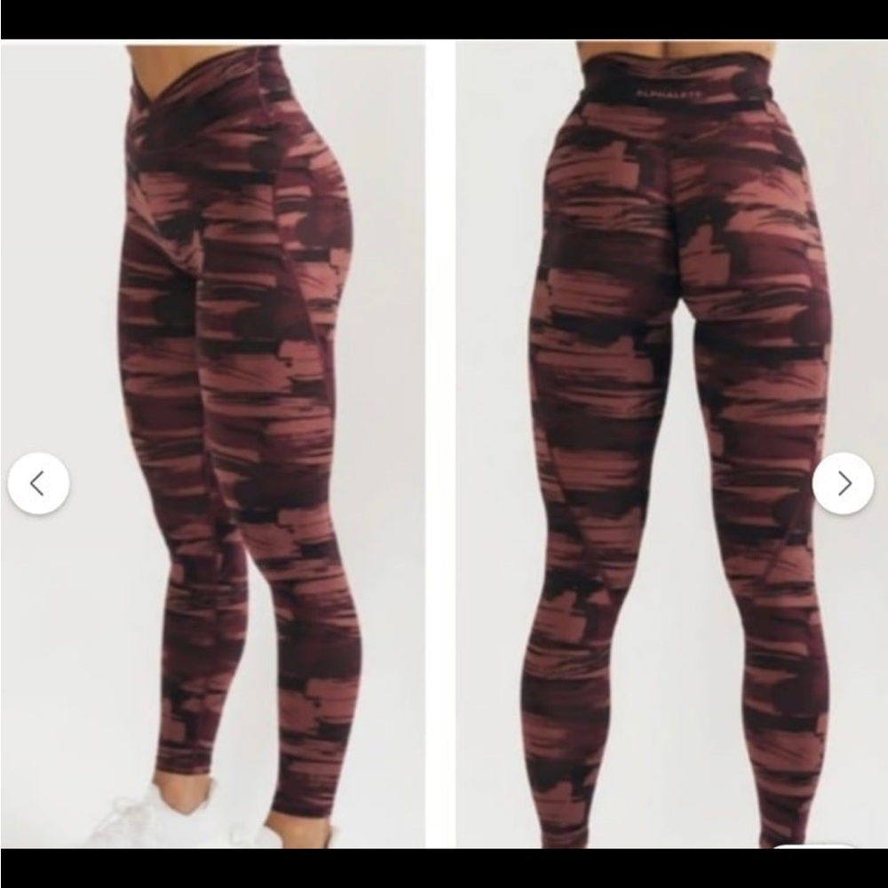 Alphalete Surface Power Leggings Burgundy Camo